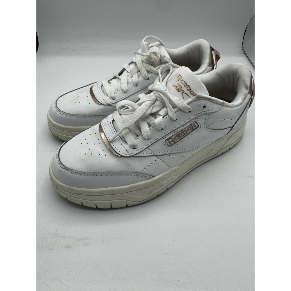 Reebok Womens Size 8 Chalk Leather White Rose Gold Sneakers EUC SB24